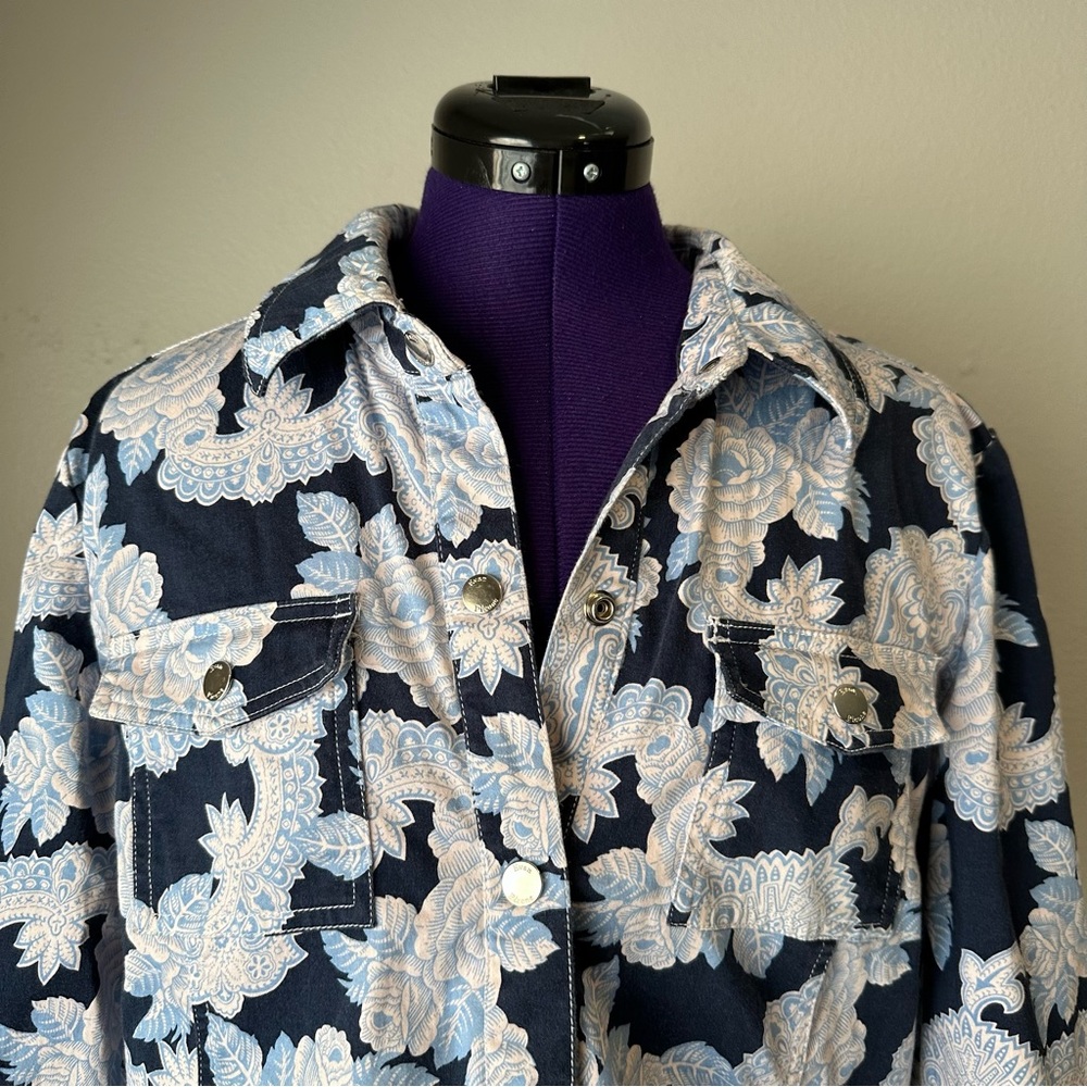 Evan Picone Blue Patterned Jacket - Picture 7 of 16